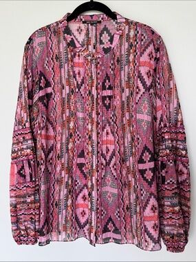 Kobi Halperin Melody Blouse Pink Geometric Print